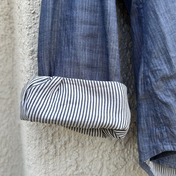 Vince Men's Chambray Stripe Button up Casual Shirt Size L - Picture 8 of 9